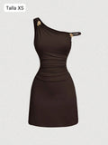 VESTIDO CORTO CAFE CON DIJEN