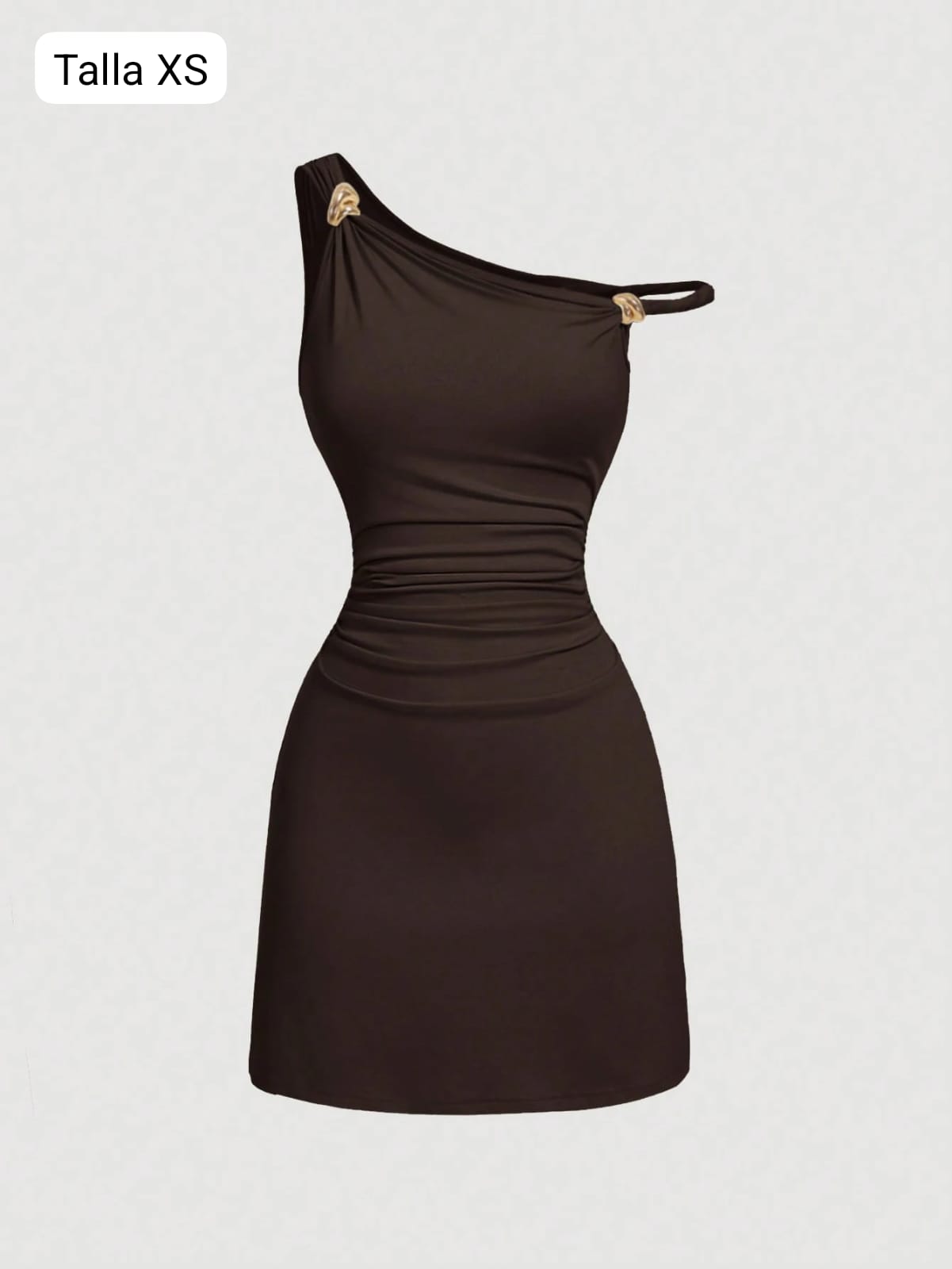 VESTIDO CORTO CAFE CON DIJEN