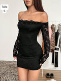 VESTIDO PEGADO NEGRO DE MUJER