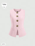 BLAZER LARGO SIN MANGAS ROSA DE MUJER