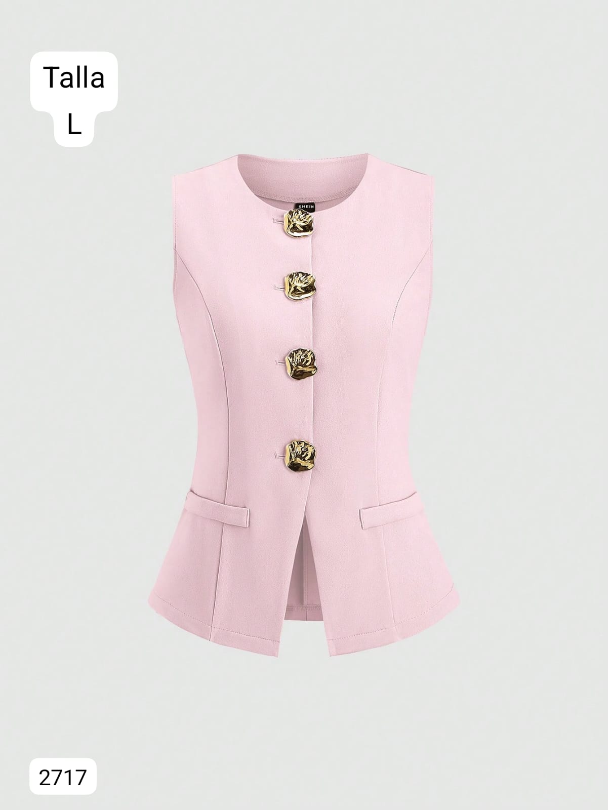 BLAZER LARGO SIN MANGAS ROSA DE MUJER