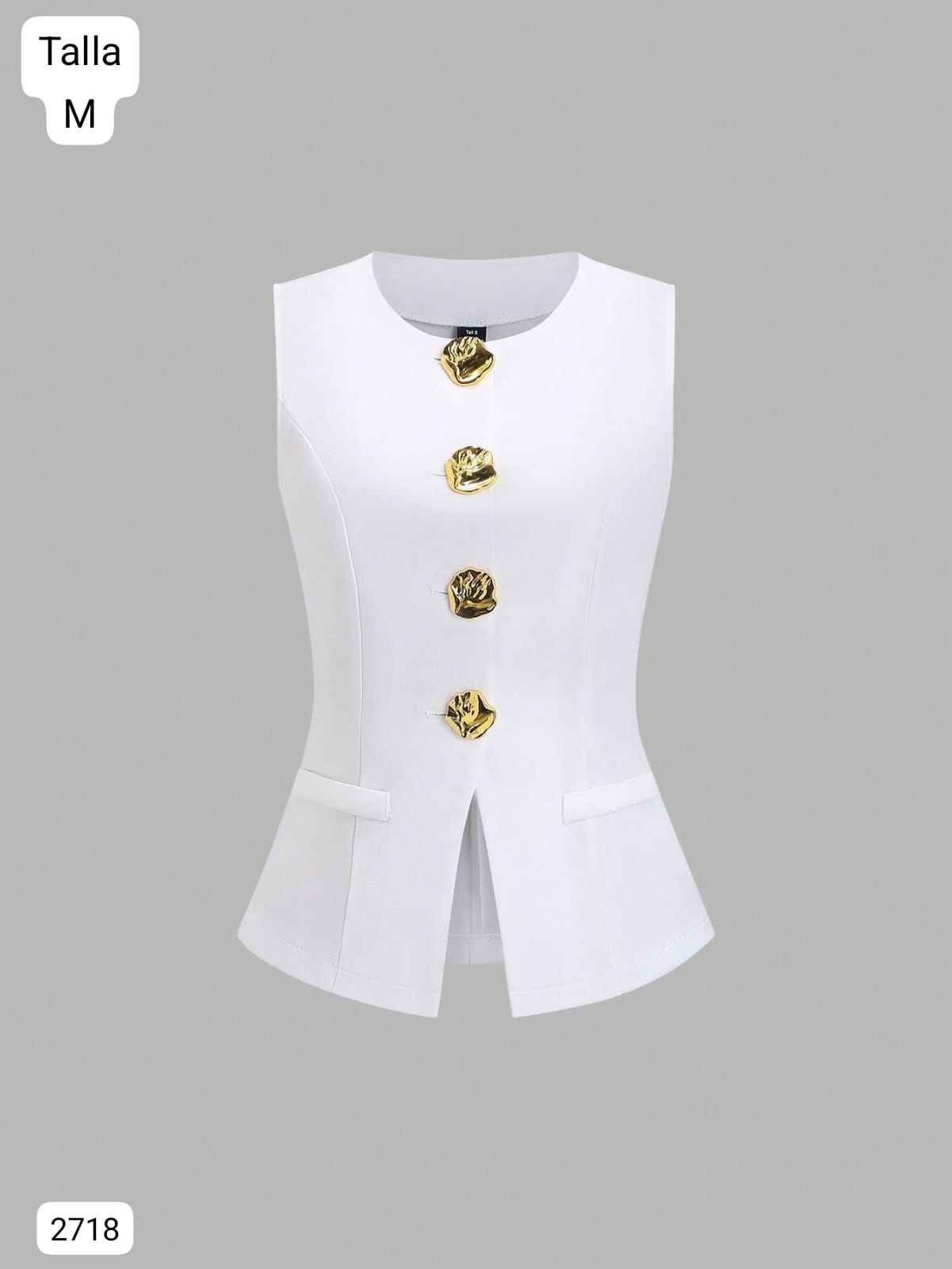 BLAZER LARGO SIN MANGAS BLANCO DE MUJER