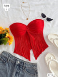 TOP ROJO CON ABERTURA DE MUJER