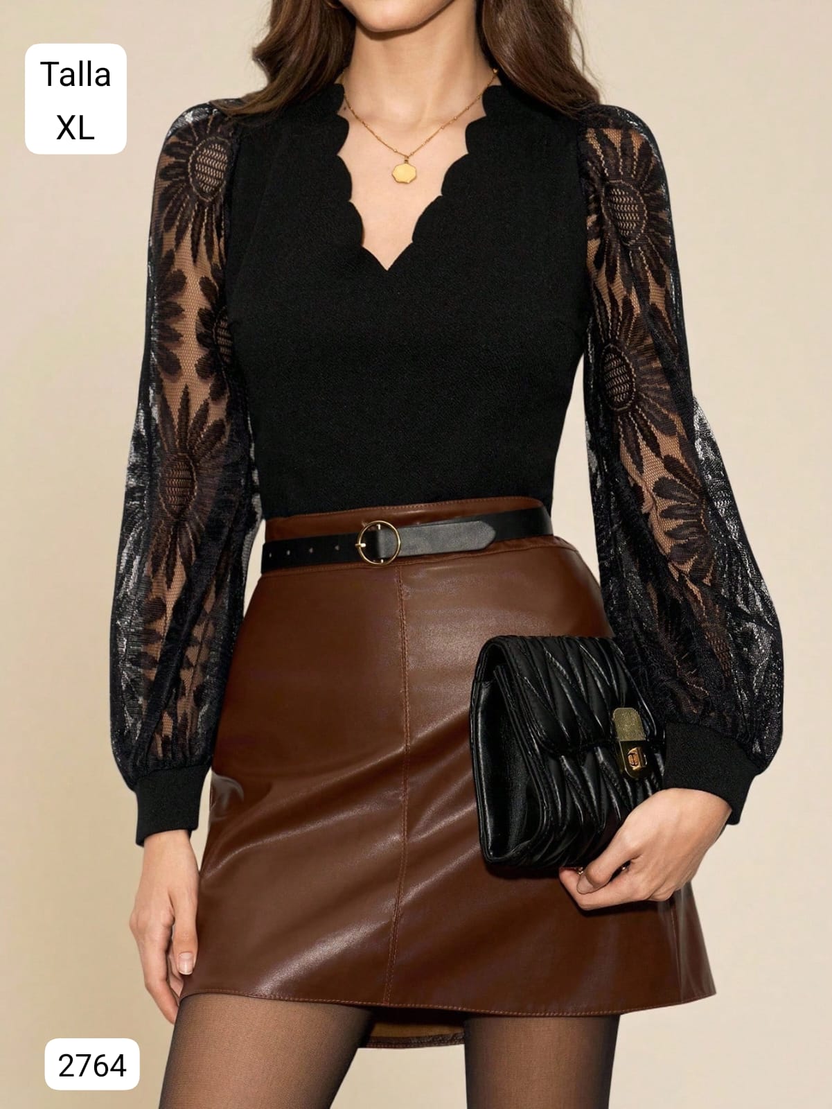 BLUSAS MANGA LARGA NEGRA DE MUJER