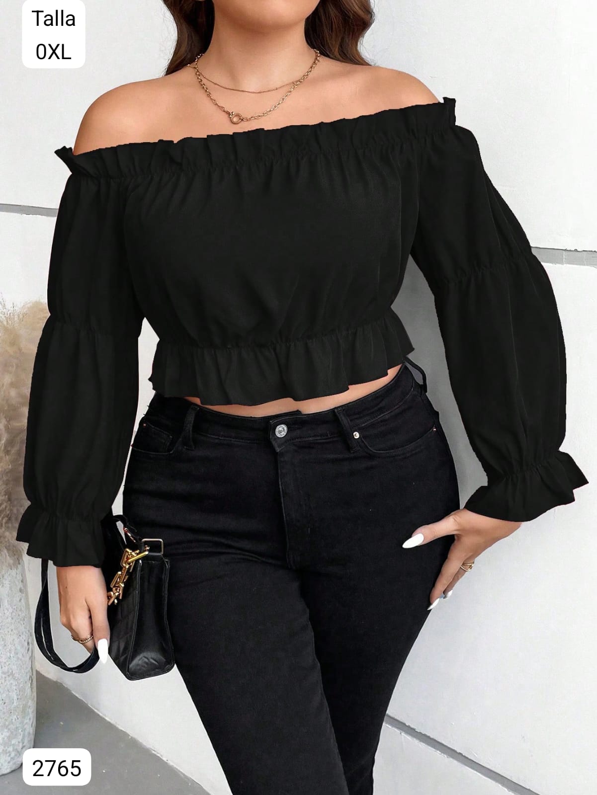BLUSA MANGA LARGA ESTILO CAMPESINA DE MUJER