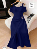 VESTIDO AZUL LARGO DE MUJER