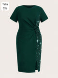 VESTIDO VERDE CON BRILLOS DE MUJER