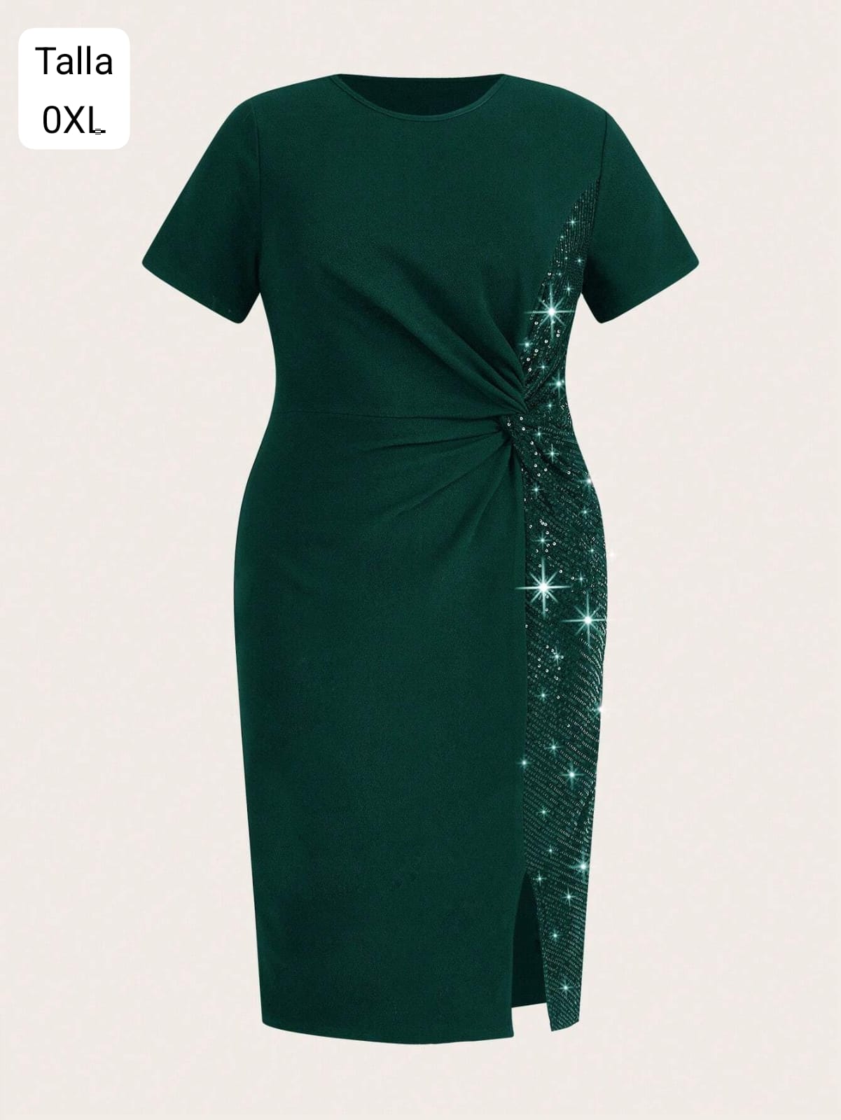 VESTIDO VERDE CON BRILLOS DE MUJER