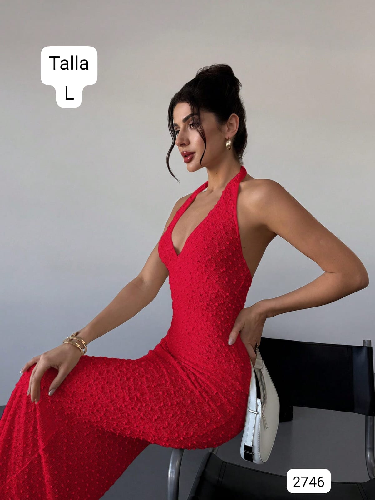 VESTIDO LARGO NARANJA DE MUJER