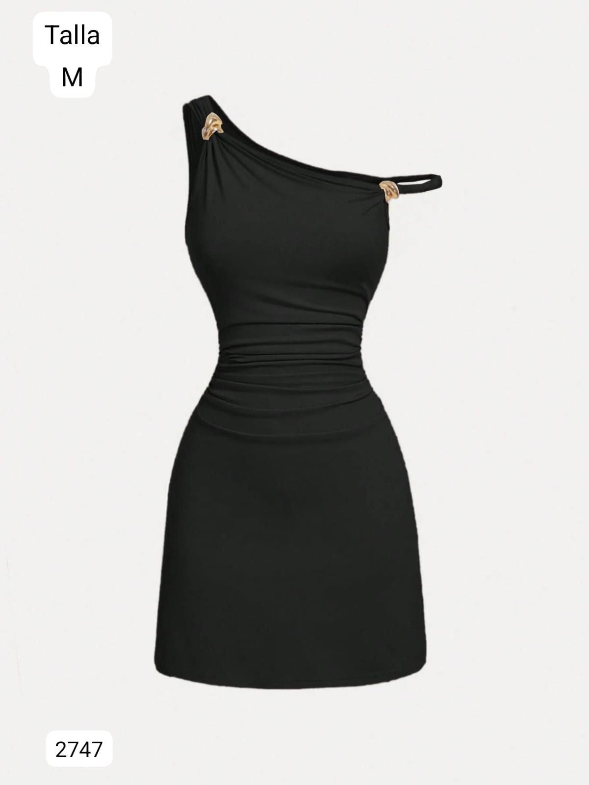 VESTIDO CORTO NEGRO CON DIJEN DE MUJER