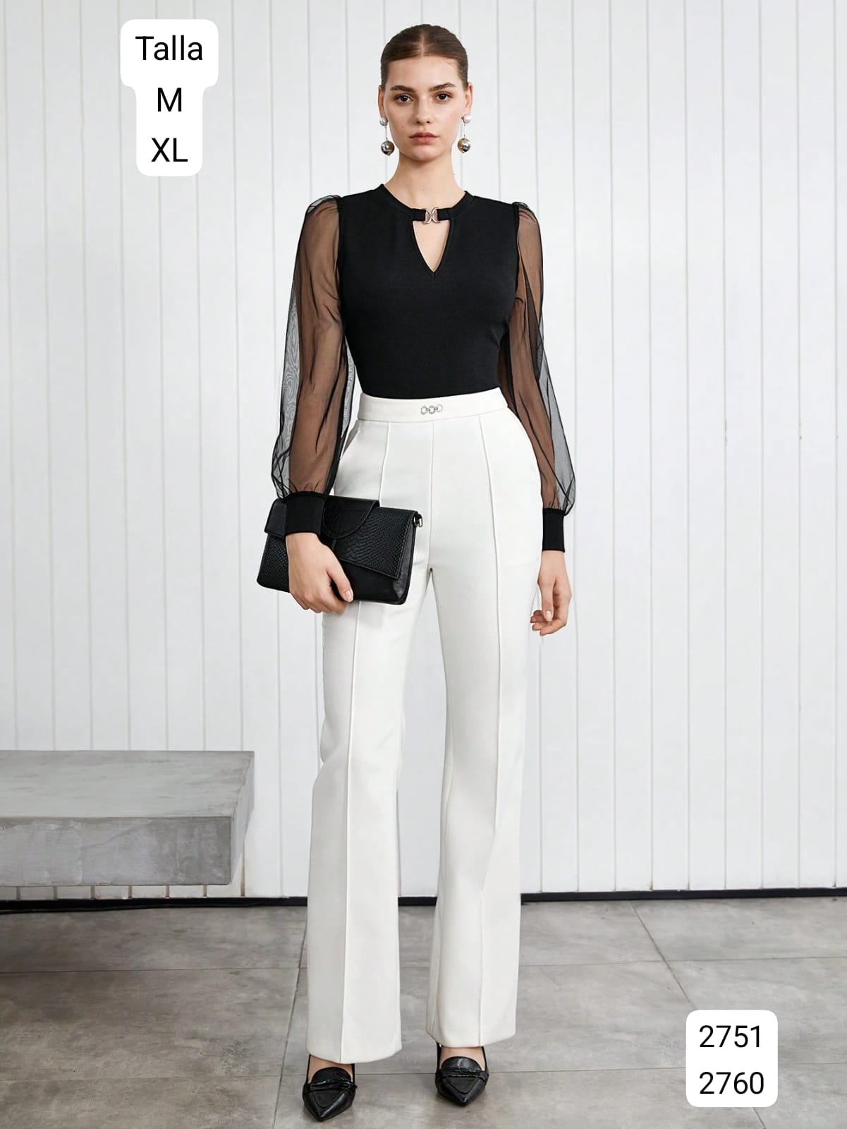 CAMISA NEGRA MANGA LARGA DE MUJER