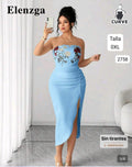VESTIDO CELESTE LARGO DE MUJER