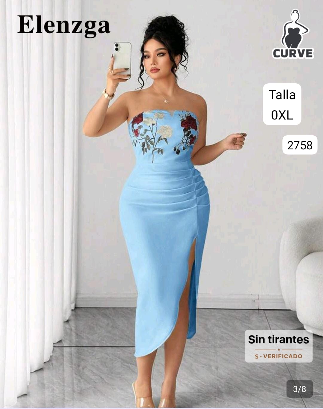 VESTIDO CELESTE LARGO DE MUJER