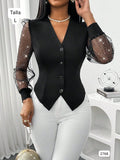 BLUSA ESTILO BLAZER NEGRO DE MUJER