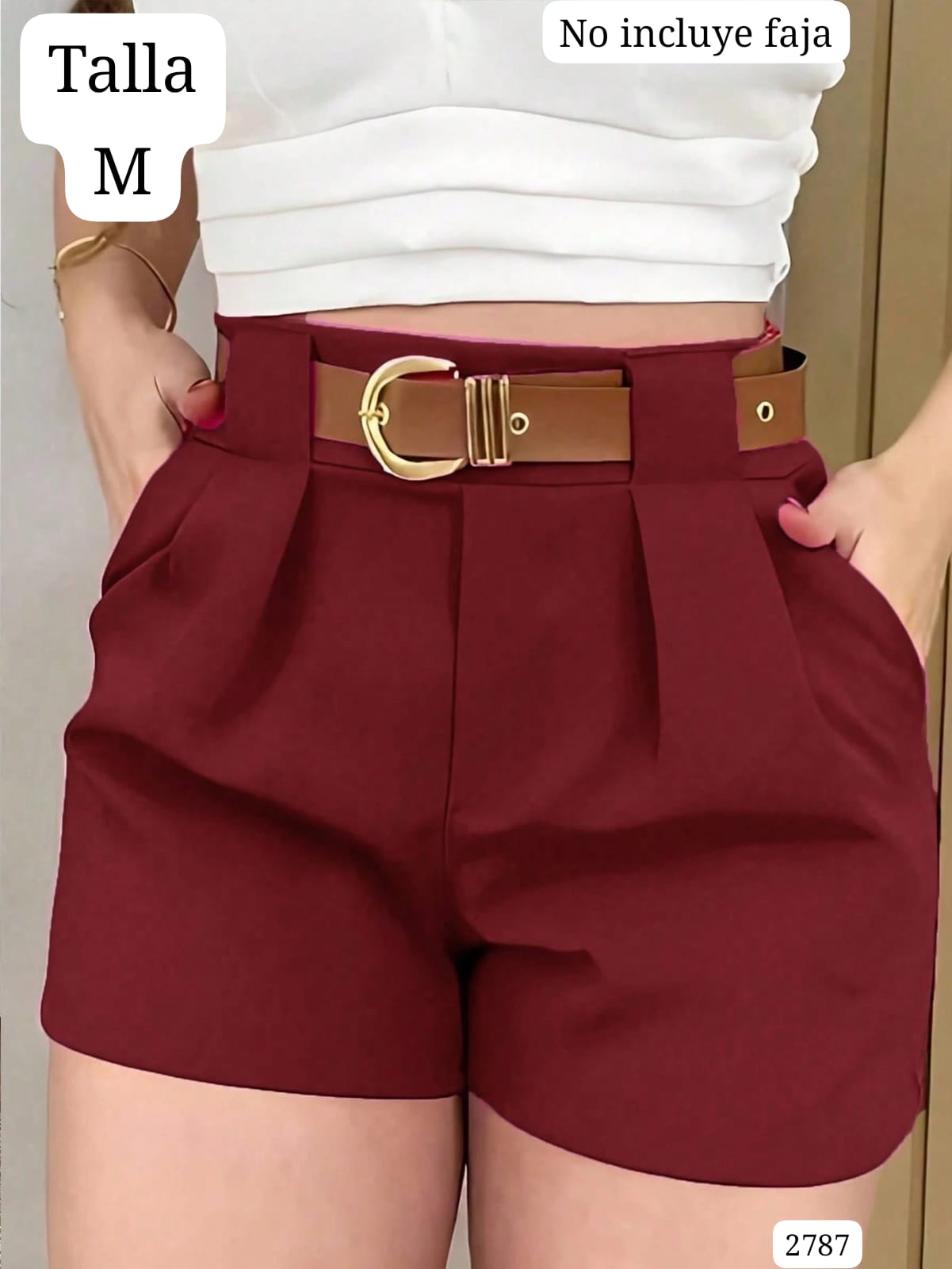 SHORT ROJO VINO DE MUJER