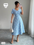 VESTIDO LARGO Y SUELTO CELESTE DE MUJER