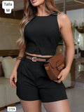 CONJUNTO NEGRO DE CAMISA Y SHORT DE MUJER