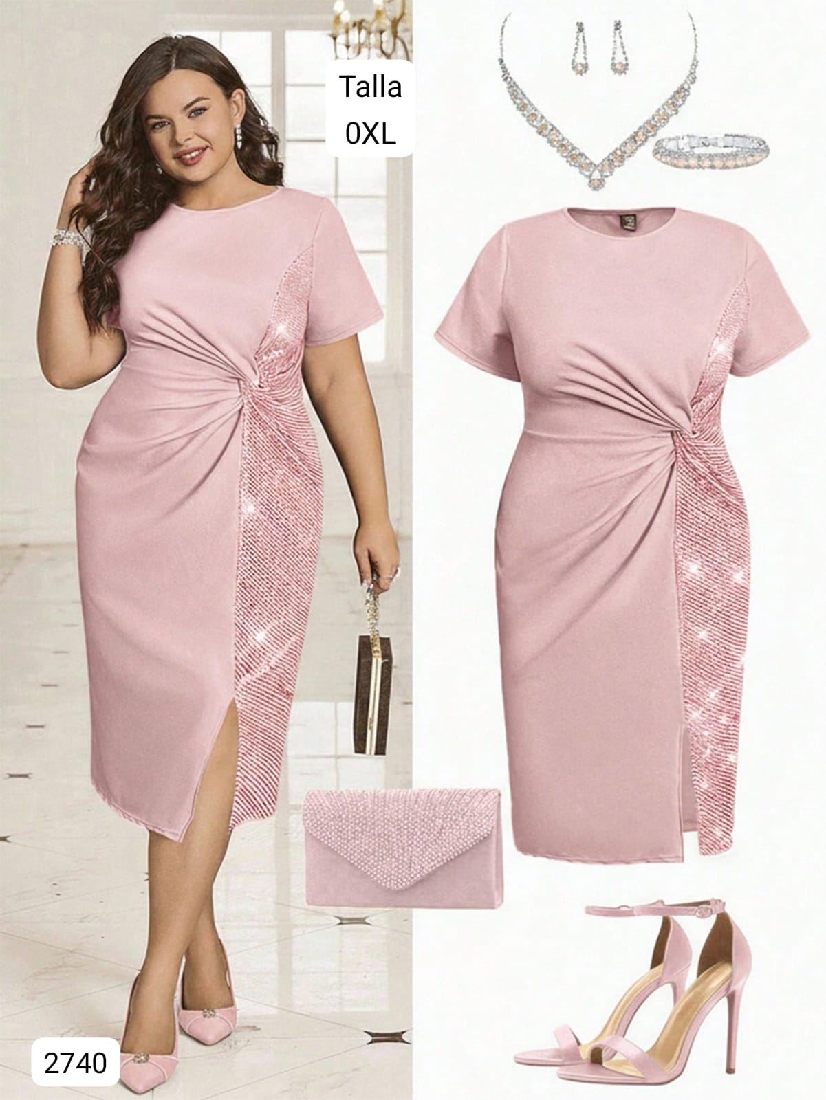 VESTIDO LARGO ROSA DE MUJER