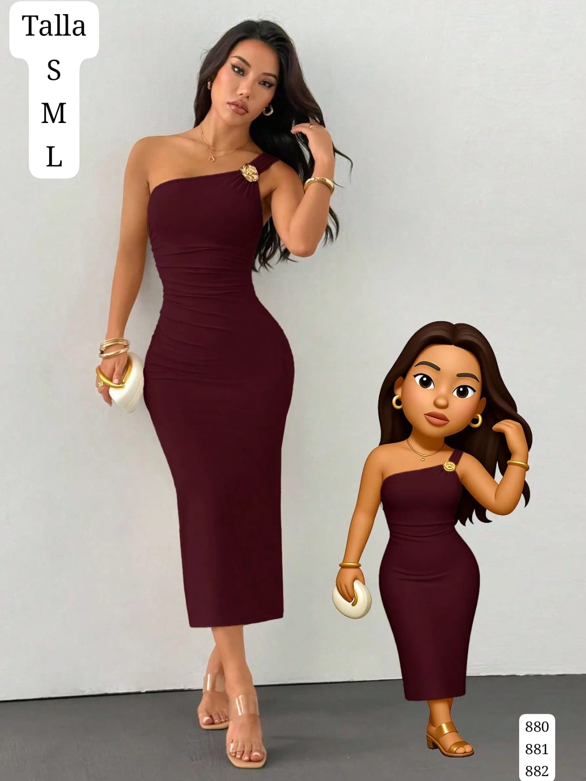 VESTIDO ROJO VIOLETA Y AJUSTADO CON DIJE Y CUELLO ASIMETRICO DE MUJER