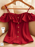 BLUSA ROJA DE MUJER CAMPESINA Y TIRANTES