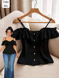 BLUSA NEGRA DE MUJER CAMPESINA Y TIRANTES