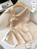 BLUSA ROSA VIEJA DE SATIN DE MUJER CON DIJE