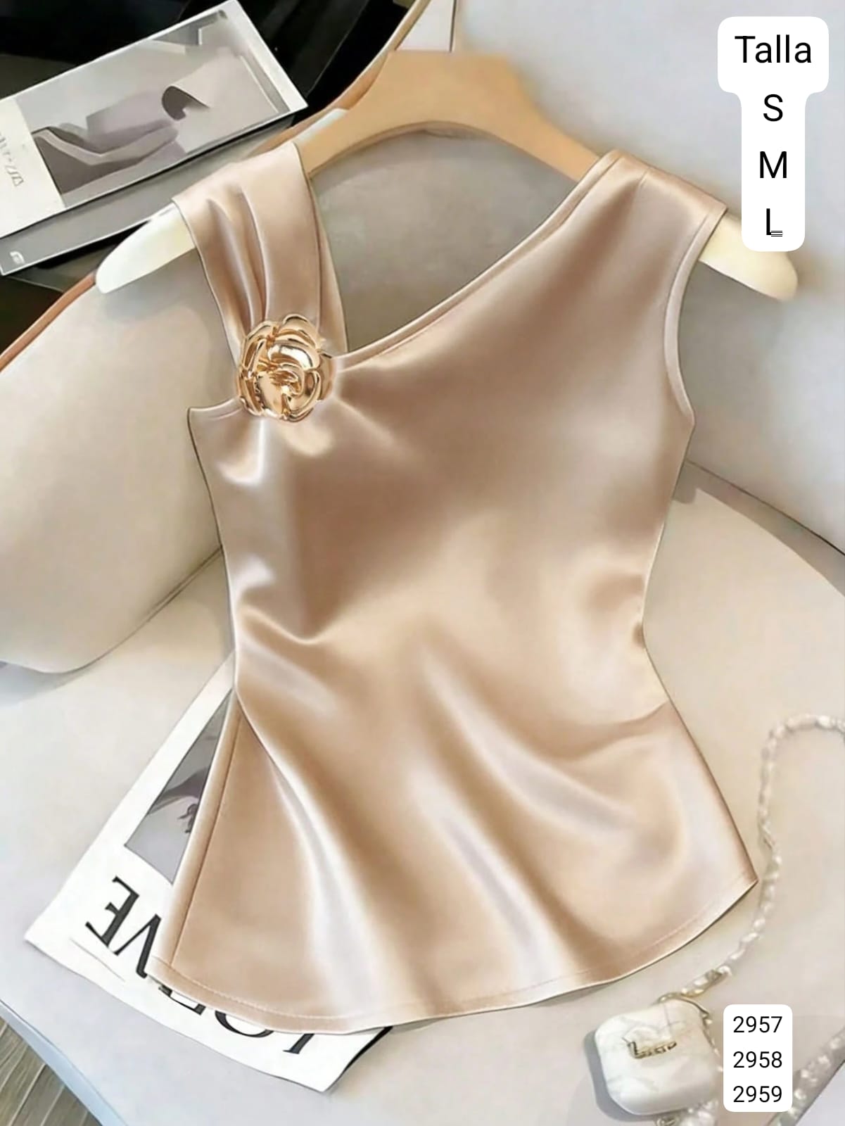 BLUSA ROSA VIEJA DE SATIN DE MUJER CON DIJE