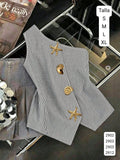 BLUSA RAYAS NEGRAS MANGA DIAGONAL CON DIJEN ESTILO MAR