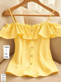 BLUSA AMARILLA DE MUJER CAMPESINA Y TIRANTES