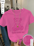 CAMISETA ROSA FUCSIA DE OSO IMPRESO DE FOAMING DE MUJER