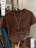 CAMISETA CAFE OSCURO DE OSO IMPRESO DE FOAMING DE MUJER