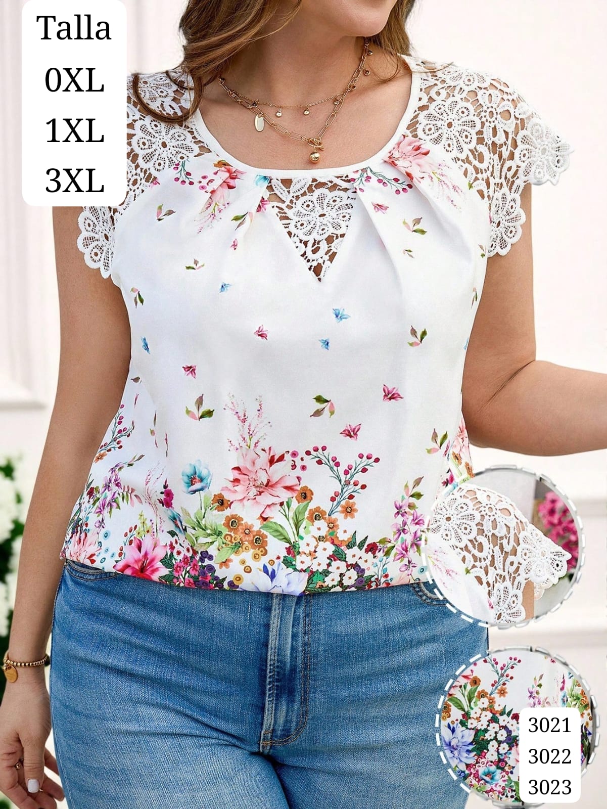 BLUSA BLANCA CON ESTAMPADO FLORAL DE MUJER
