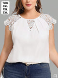 BLUSA BLANCA TALLAS GRANDES CON MANGAS ESTILO CAMPANA DE DAMA