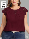 BLUSA ROJO OCRE TALLAS GRANDES CON MANGAS ESTILO CAMPANA DE DAMA