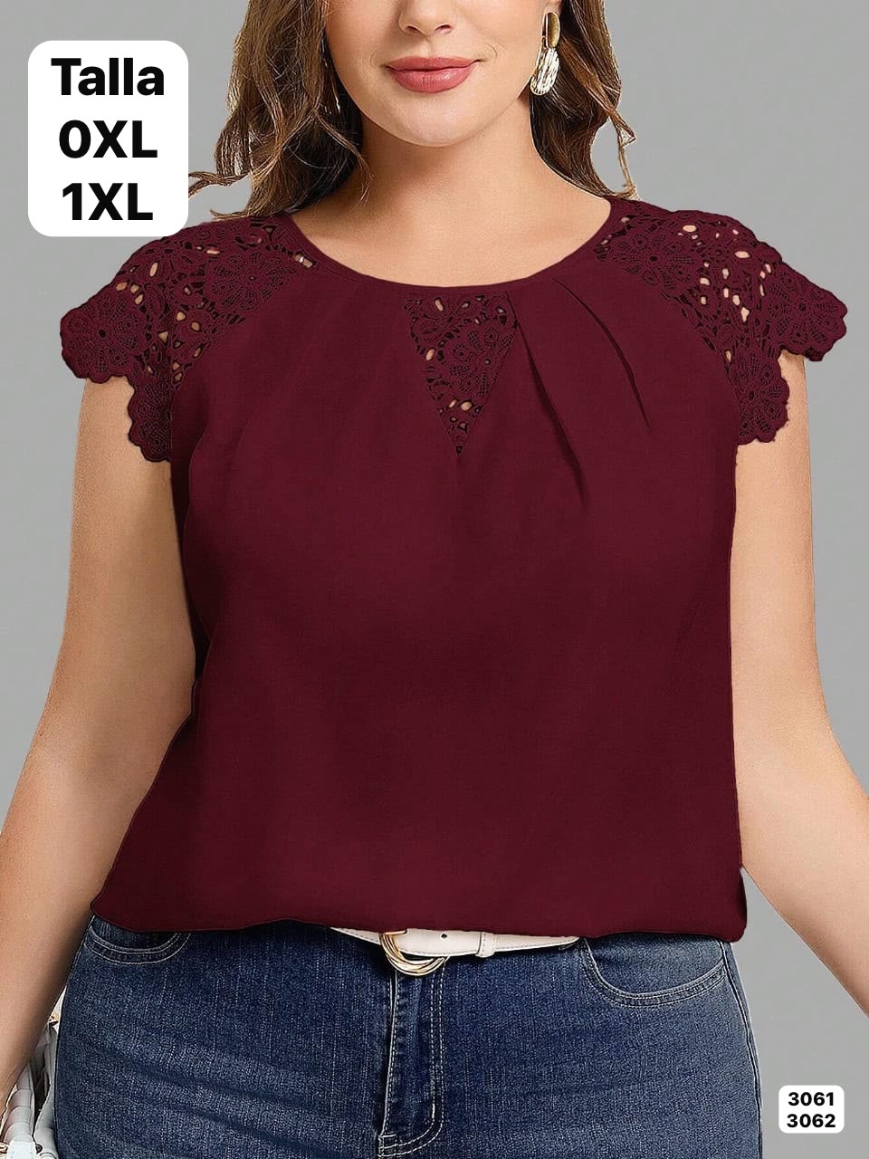 BLUSA ROJO OCRE TALLAS GRANDES CON MANGAS ESTILO CAMPANA DE DAMA