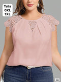 BLUSA ROSA PALIDO TALLAS GRANDES CON MANGAS ESTILO CAMPANA DE DAMA