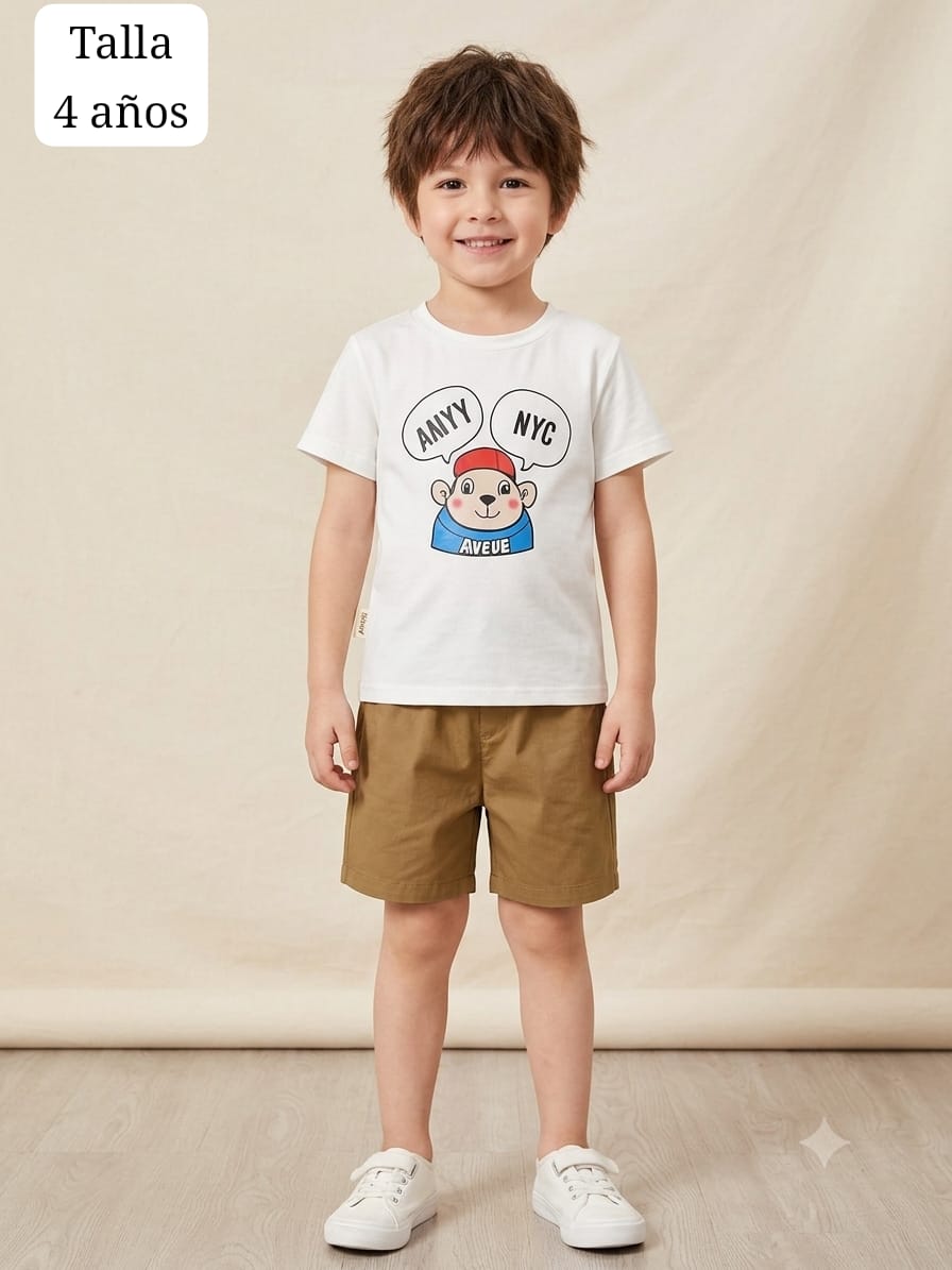 CONJUNTO DE SHORT Y CAMISA BLANCA DE NIÑO