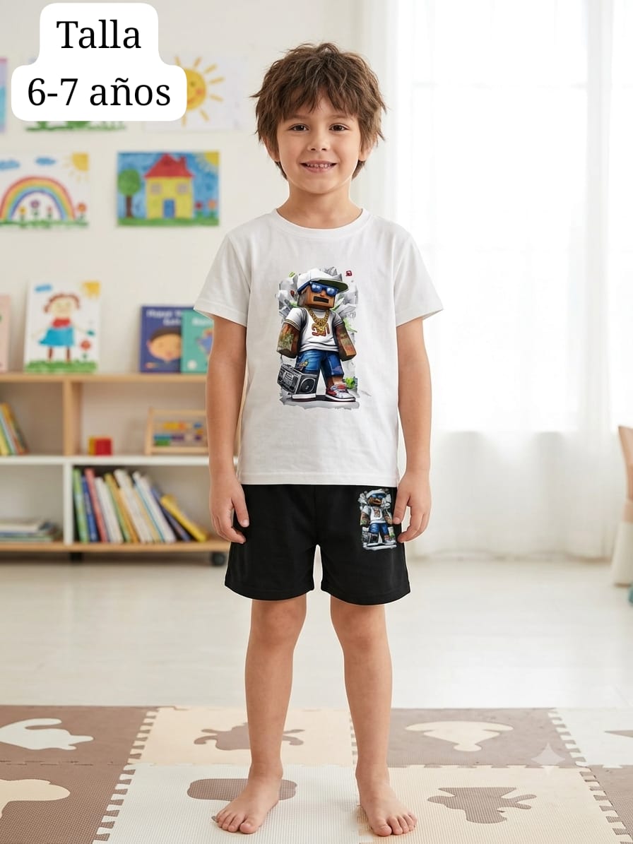 CONJUNTO DE SHORT NEGRO DE NIÑO