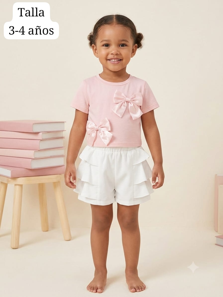 CONJUNTO DE SHORT BLANCO DE NIÑA