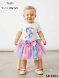 CONJUNTO DE TUTU ROSA Y MORADO DE NIÑA