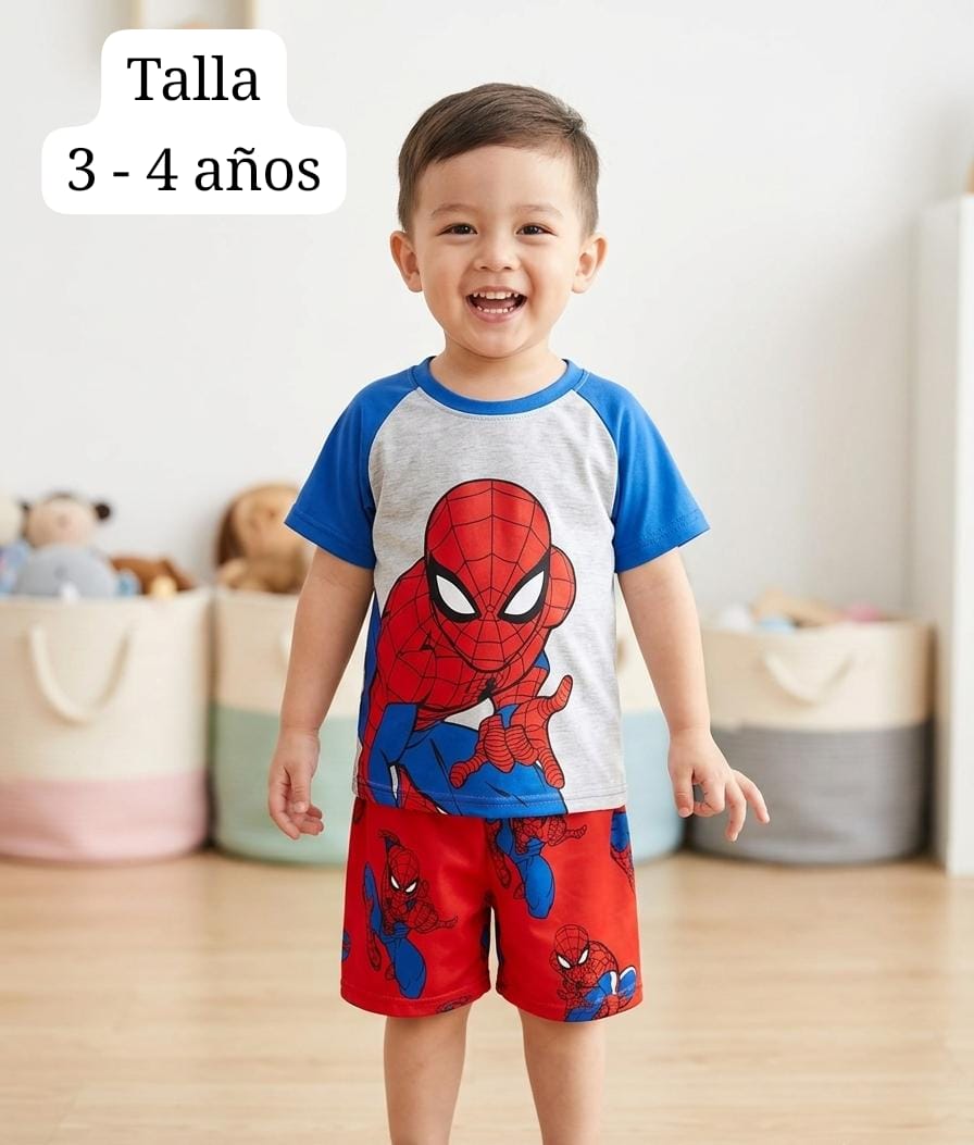 CONJUNTO DEL HOMBRE ARAÑA DE SHORT DE NIÑO