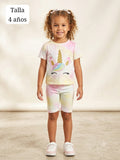 CONJUNTO DE SHORT ALICRADO DE UNICORNIO DE NIÑA