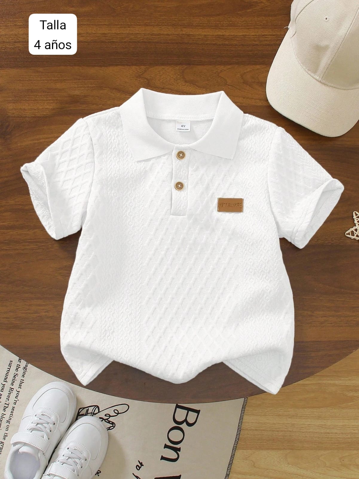 CAMISA DE 3 BOTONES BLANCO DE NIÑO