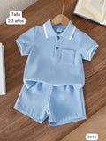 CONJUNTO DE CAMISA Y SHORT CELESTE DE NIÑO