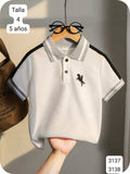 CAMISA SPORT BLANCO CON GRIS DE 2 BOTONES DE NIÑO