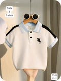 CAMISA SPORT BLANCO CON CELESTE DE 2 BOTONES DE NIÑO