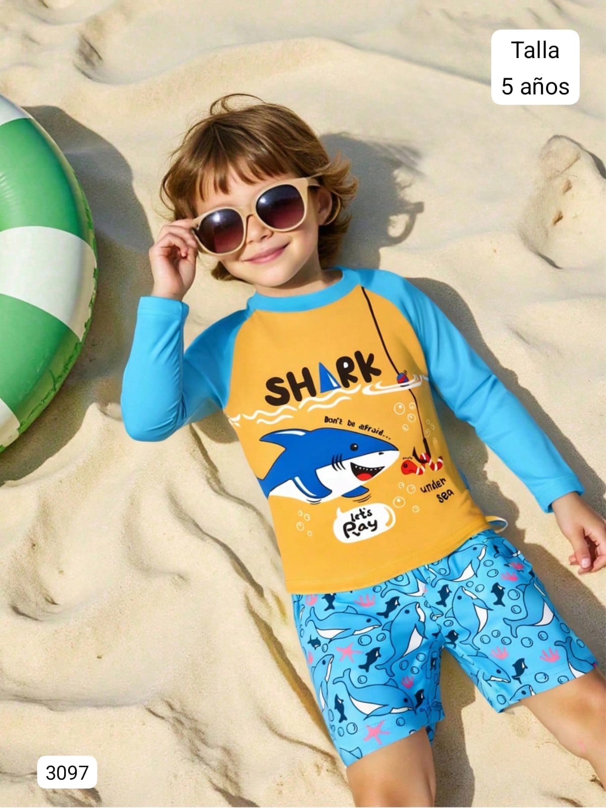 TRAJE DE BAÑO DE NIÑO CAMISA MANGA LARGA Y SHORT