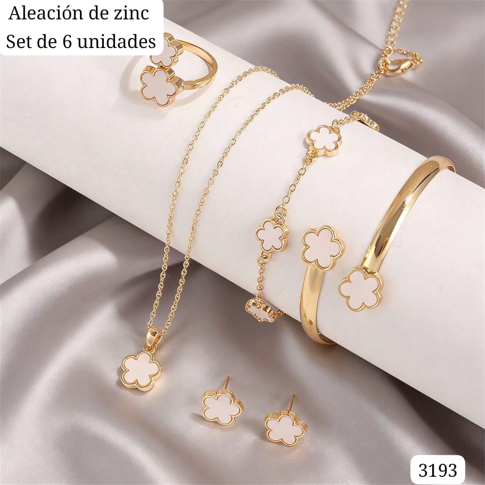 SET DE 6 PIEZAS ESTILO VANCLEF BLANCO