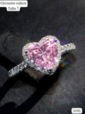 ANILLO PLATEADO CON CORAZON ROSA