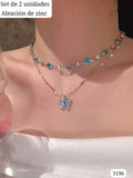SET DE 2 CADENAS PLATEADAS CON AZUL